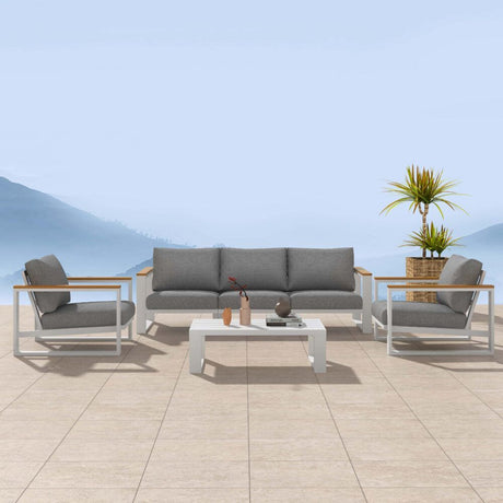 Maroochydore 6 Piece Outdoor Lounge Set, White Aluminium