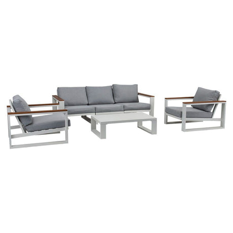 Maroochydore 6 Piece Outdoor Lounge Set, White Aluminium