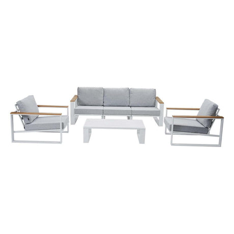 Maroochydore 6 Piece Outdoor Lounge Set, White Aluminium