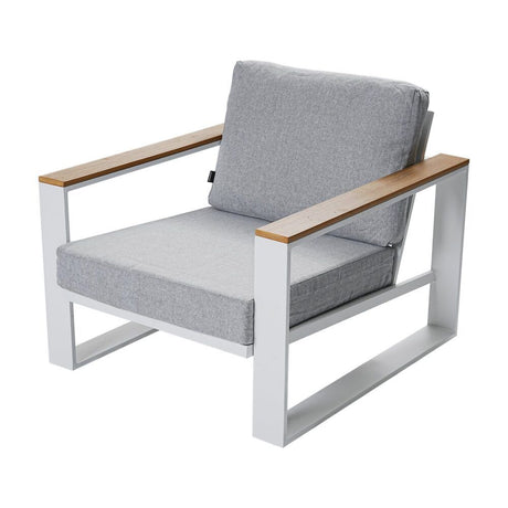Maroochydore 6 Piece Outdoor Lounge Set, White Aluminium