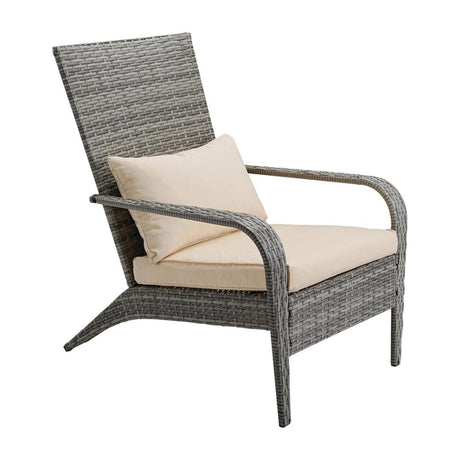Callala Bay grey rattan outdoor lounge chair with cushions on a patio