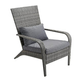 Callala Bay grey rattan outdoor lounge chair with cushions on a patio