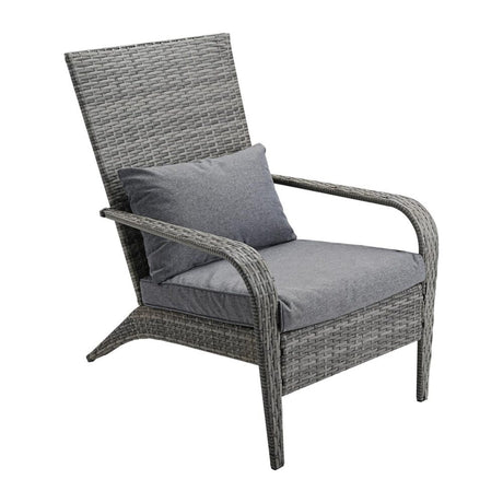 Callala Bay grey rattan outdoor lounge chair with cushions on a patio