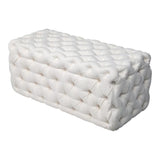 Elsa Tufted Ottoman Beach Boucle White Rectangular Versatile Accent Piece — Allure Home Collections