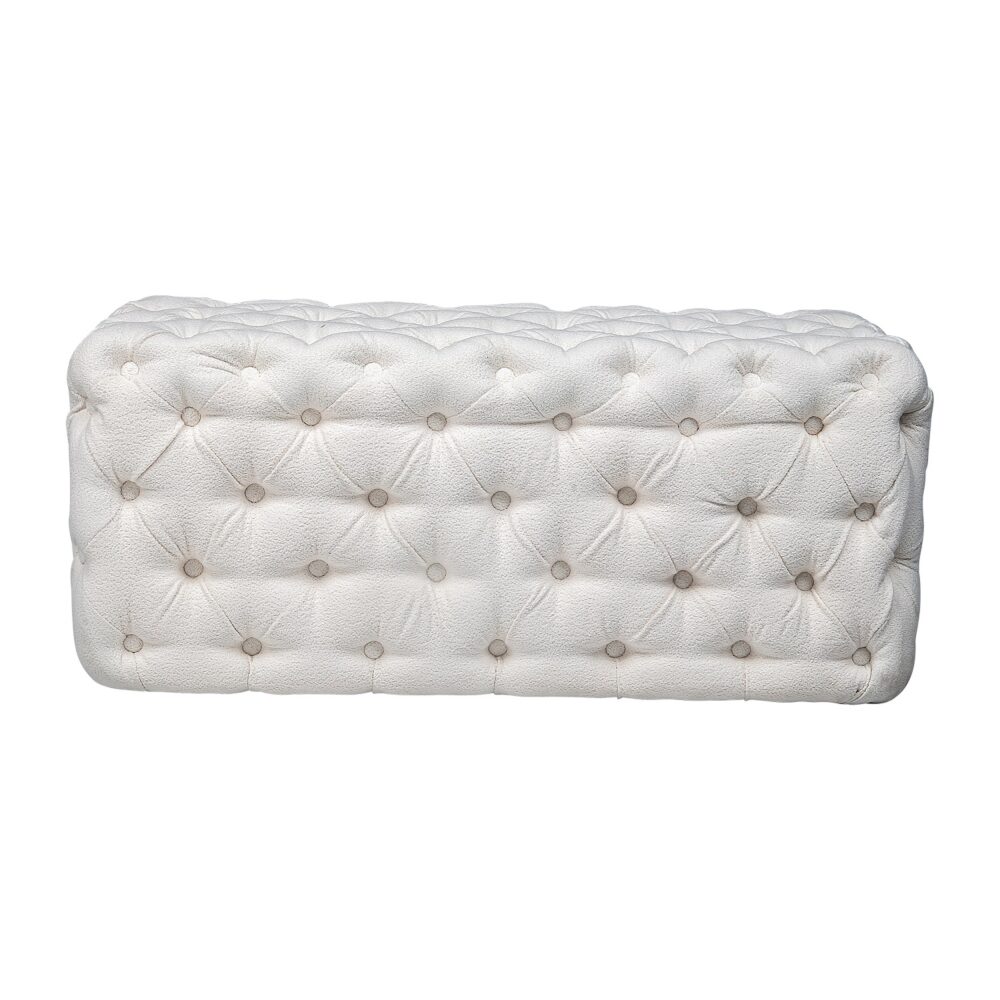 Elsa Tufted Ottoman Beach Boucle White Rectangular Versatile Accent Piece — Allure Home Collections