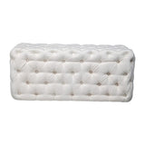 Elsa Tufted Ottoman Beach Boucle White Rectangular Versatile Accent Piece — Allure Home Collections