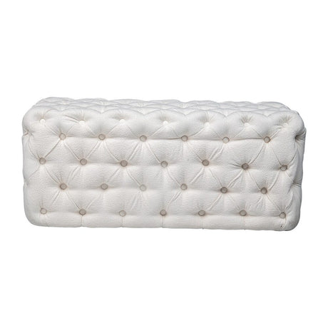 Elsa Tufted Ottoman Beach Boucle White Rectangular Versatile Accent Piece — Allure Home Collections