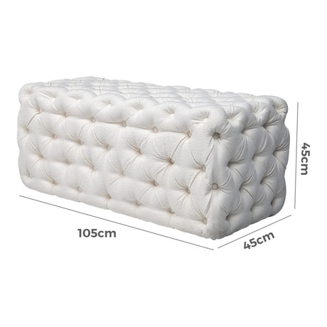 Elsa Tufted Ottoman Beach Boucle White Rectangular Versatile Accent Piece — Allure Home Collections