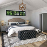 Black Leathaire Rectangular Ottoman