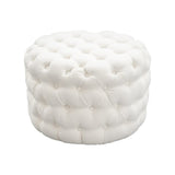Bouclée White Round Ottoman