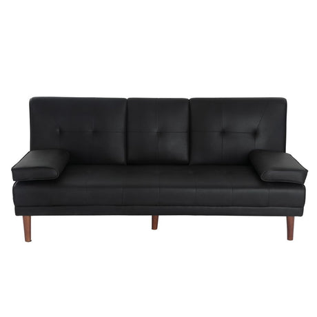 Versatile Black 3-Seater Adjustable Sofa Bed with Cup Holder — Allure Home Collections