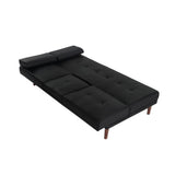 Versatile Black 3-Seater Adjustable Sofa Bed with Cup Holder — Allure Home Collections