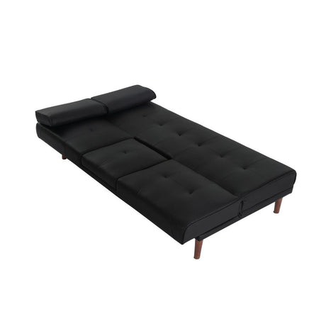 Versatile Black 3-Seater Adjustable Sofa Bed with Cup Holder — Allure Home Collections