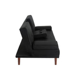 Versatile Black 3-Seater Adjustable Sofa Bed with Cup Holder — Allure Home Collections