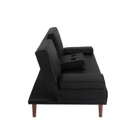 Versatile Black 3-Seater Adjustable Sofa Bed with Cup Holder — Allure Home Collections