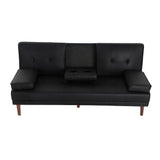 Versatile Black 3-Seater Adjustable Sofa Bed with Cup Holder — Allure Home Collections