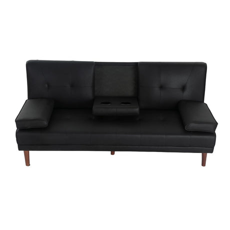 Versatile Black 3-Seater Adjustable Sofa Bed with Cup Holder — Allure Home Collections