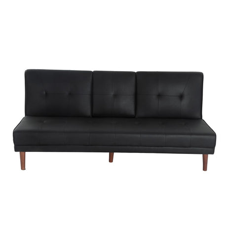 Versatile Black 3-Seater Adjustable Sofa Bed with Cup Holder — Allure Home Collections