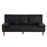 Versatile Black 3-Seater Adjustable Sofa Bed with Cup Holder — Allure Home Collections