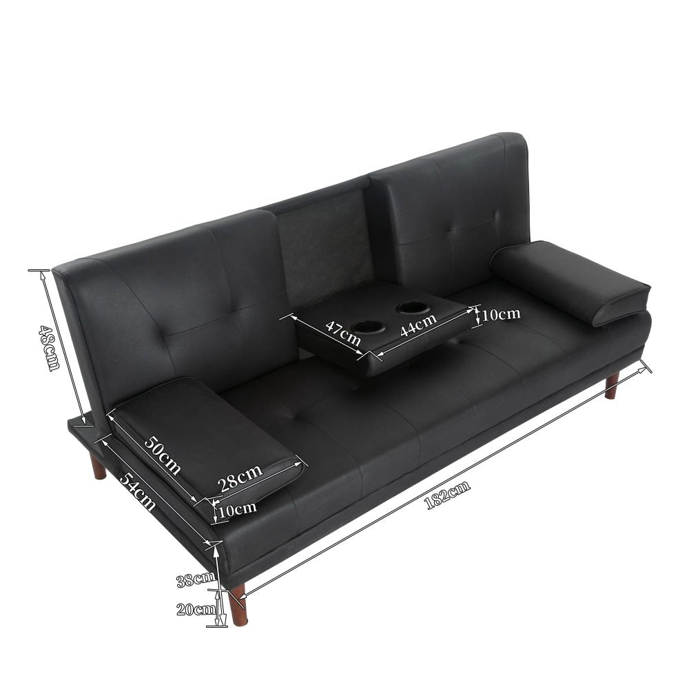 Benissa 3 Seater Sofa Bed, Black