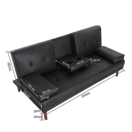 Benissa 3 Seater Sofa Bed, Black