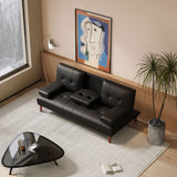 Versatile Black 3-Seater Adjustable Sofa Bed with Cup Holder — Allure Home Collections