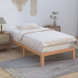 King single warm wooden natural bed base frame — full front view — Allure Home Collections