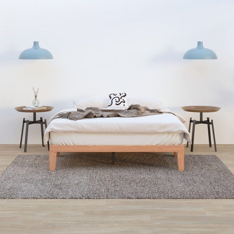 Warm Wooden Queen Bed Base Frame