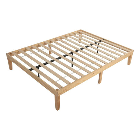 Warm Wooden Queen Bed Base Frame
