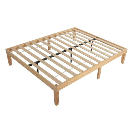 Warm Wooden Queen Bed Base Frame