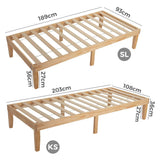 Single Size Warm Wooden Natural Bed Base Frame – Single
