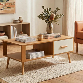 Kanumbra natural and white coffee table in a modern living room