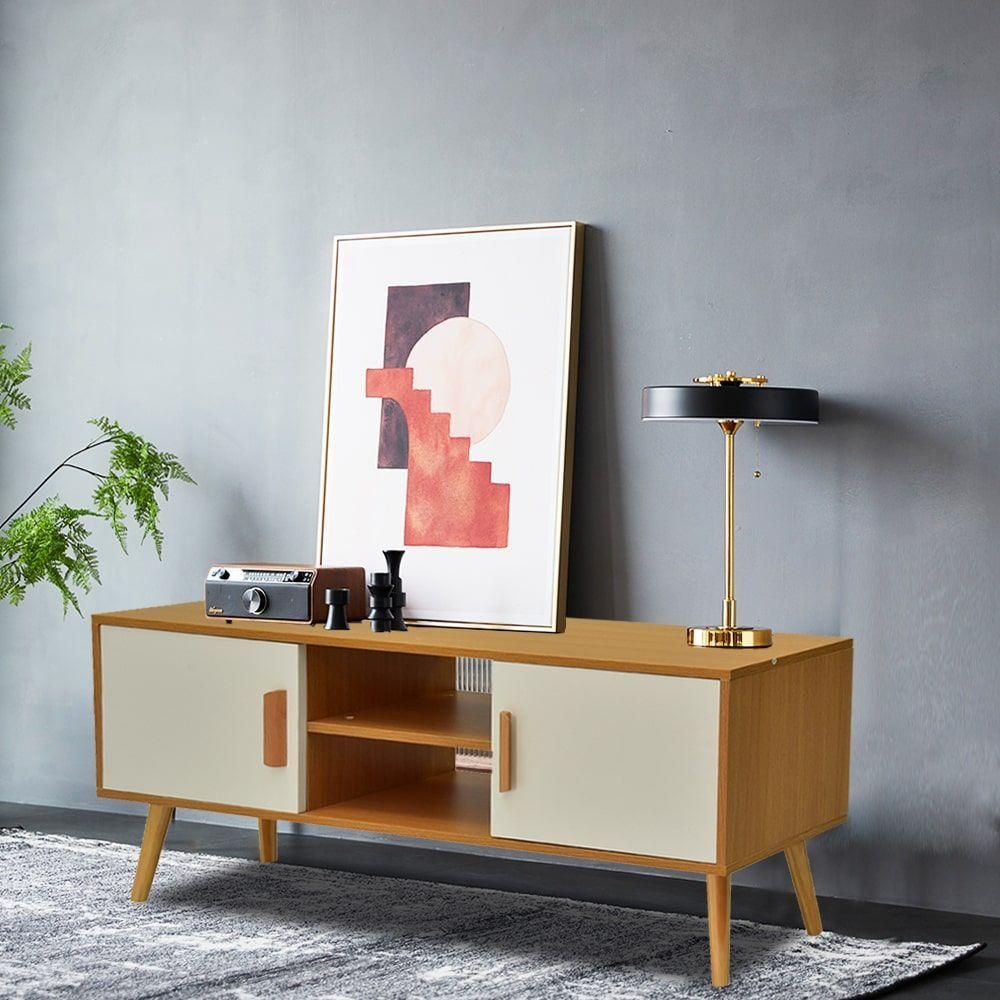 Hillwood 120cm Entertainment Unit, Natural and White