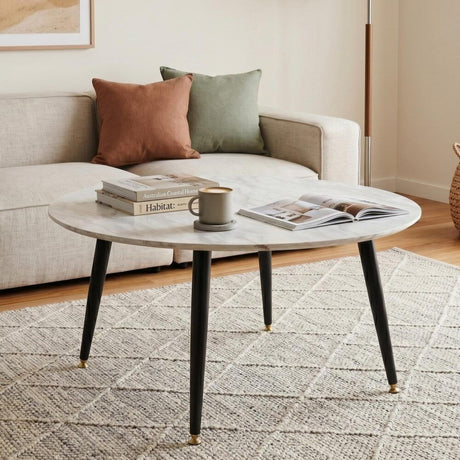Killingworth Round Coffee Table, White Marble Effect