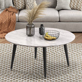 Killingworth Round Coffee Table, White Marble Effect