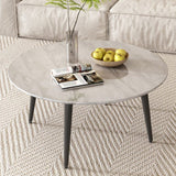 Killingworth Round Coffee Table, White Marble Effect