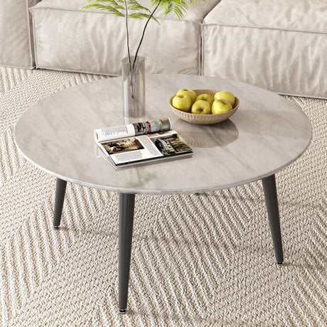 Killingworth Round Coffee Table, White Marble Effect