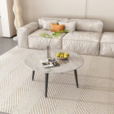 Killingworth Round Coffee Table, White Marble Effect