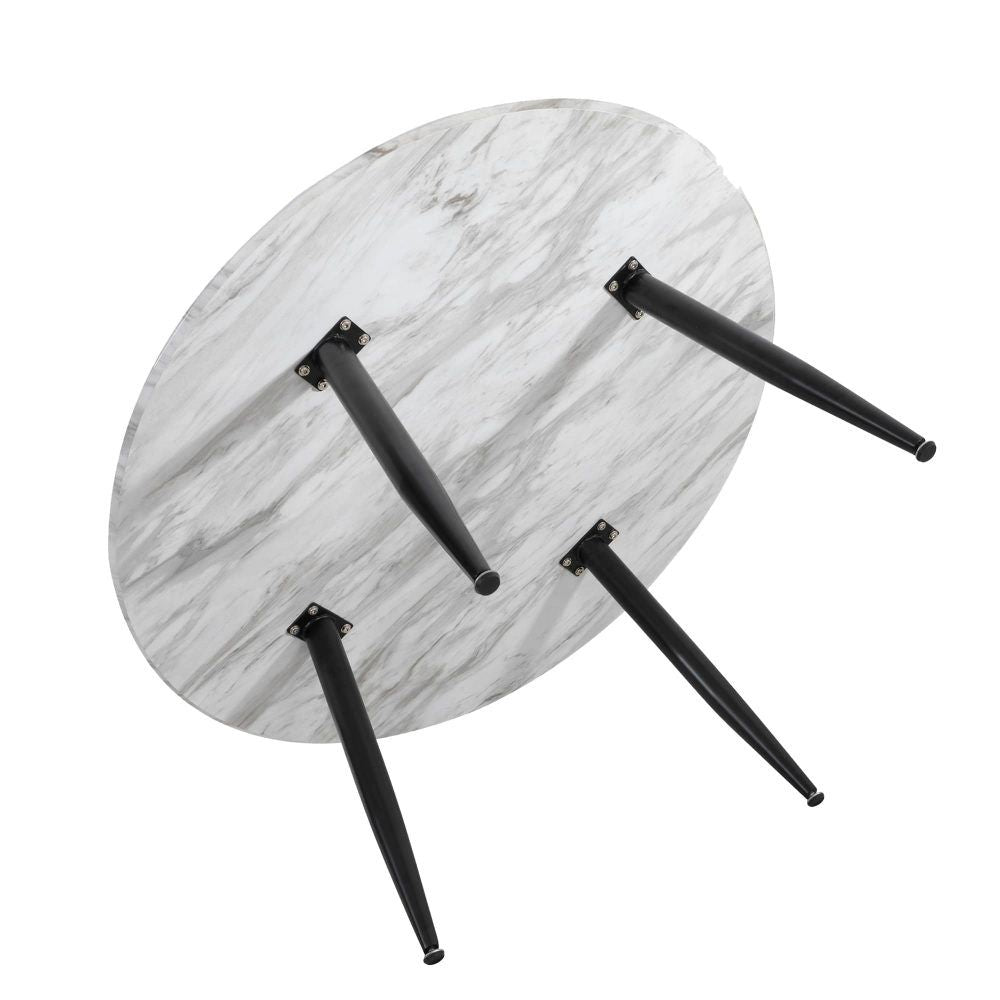 Killingworth Round Coffee Table, White Marble Effect