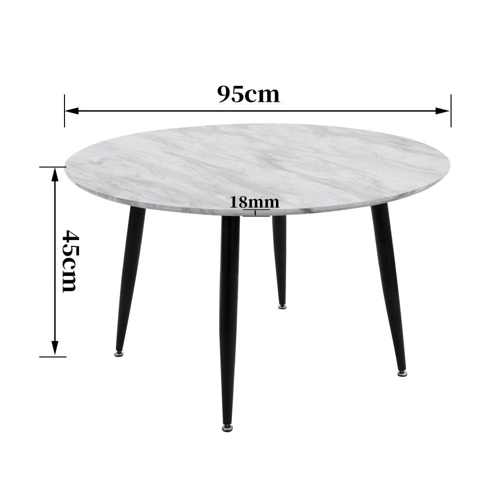 Killingworth Round Coffee Table, White Marble Effect