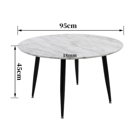 Killingworth Round Coffee Table, White Marble Effect