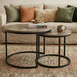 Homewood dark grey wood grain nesting coffee table in a modern living room