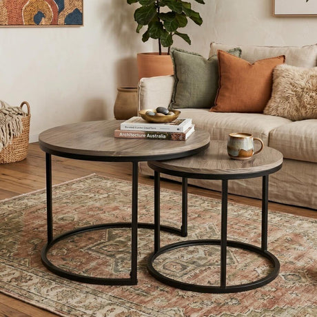 Homewood Nesting Coffee Table 2pcs, Dark Grey