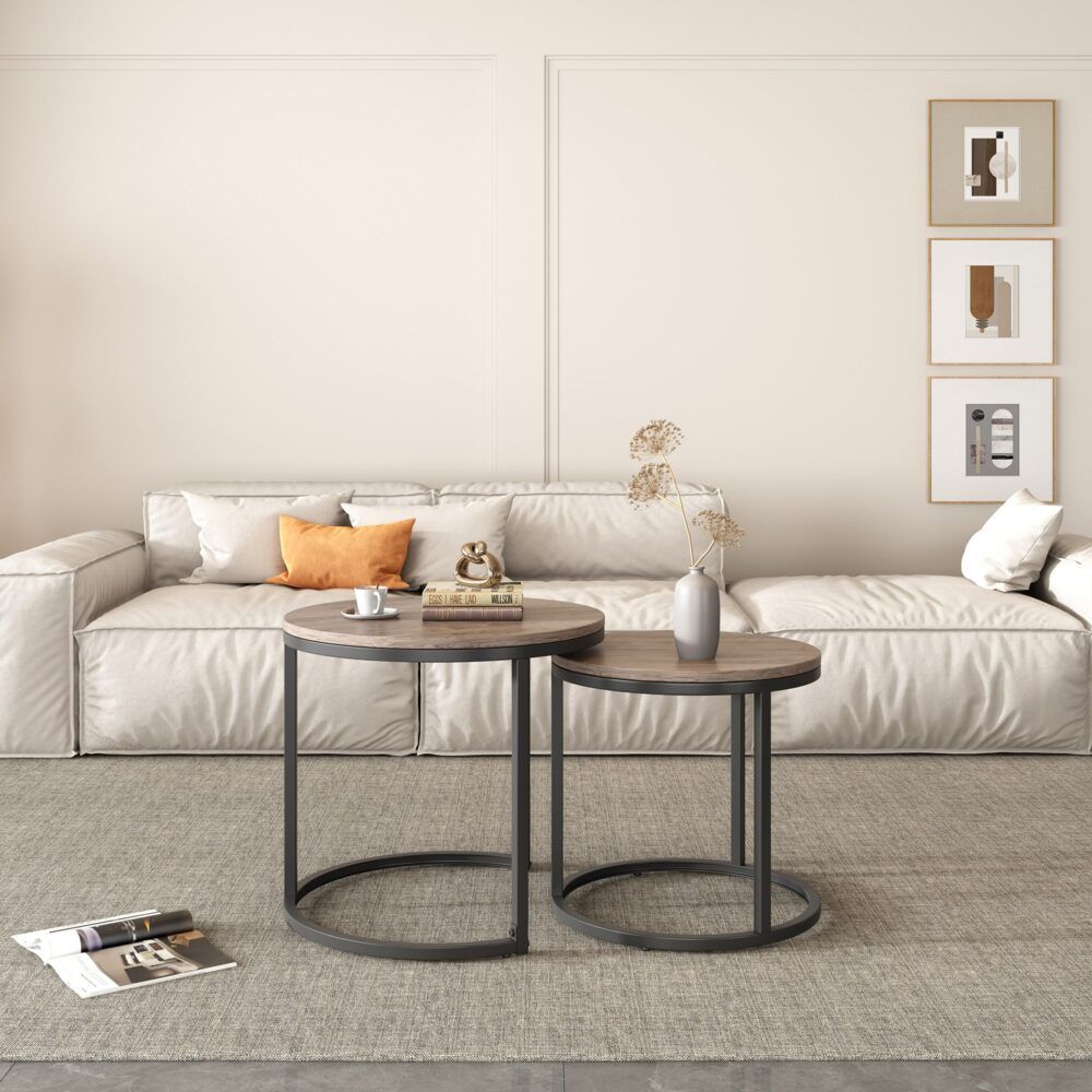 Homewood Nesting Coffee Table 2pcs, Dark Grey