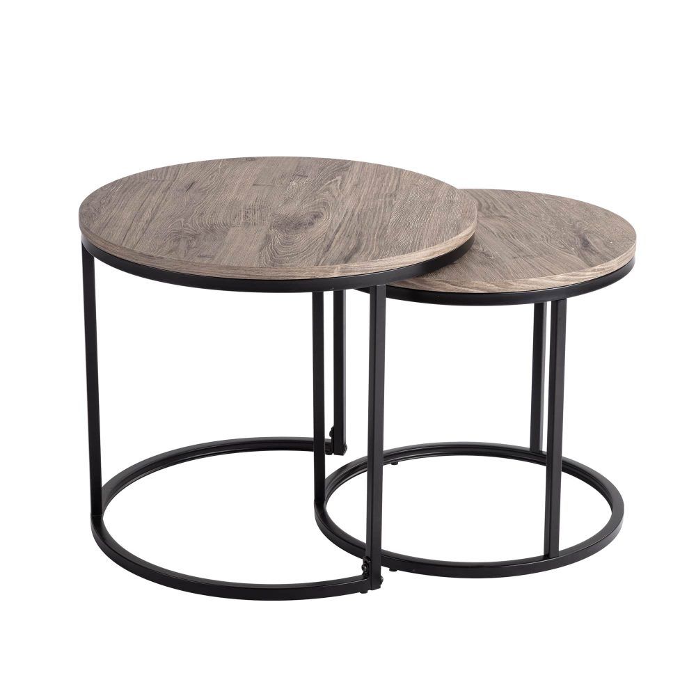 Homewood Nesting Coffee Table 2pcs, Dark Grey