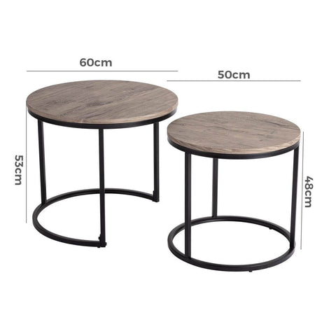 Homewood Nesting Coffee Table 2pcs, Dark Grey