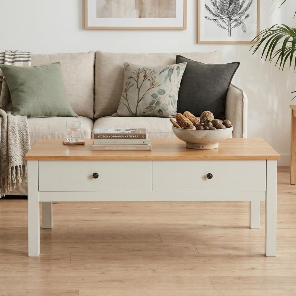 Eildon Coffee Table, White and Timber