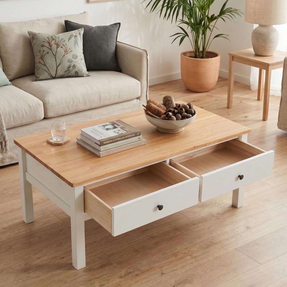 Eildon Coffee Table, White and Timber
