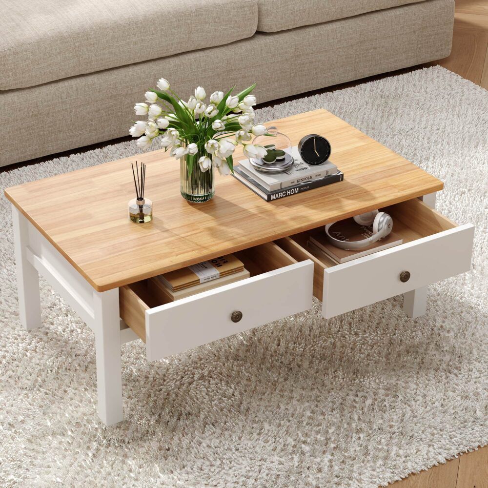 Eildon Coffee Table, White and Timber