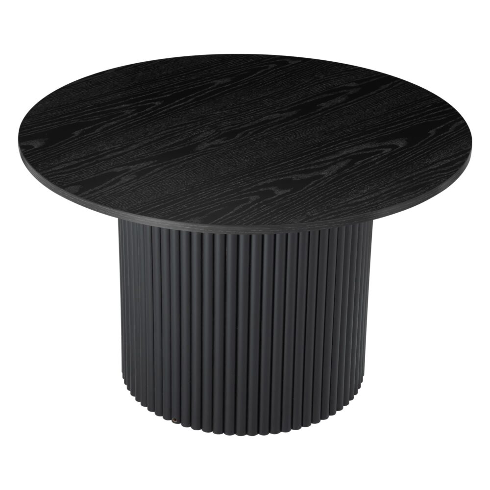 Luxe Ribbed Texture Wooden Coffee Table — Natural and Black — Allure Home Collections